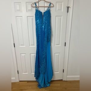 Blue sequin prom dress size 6.
